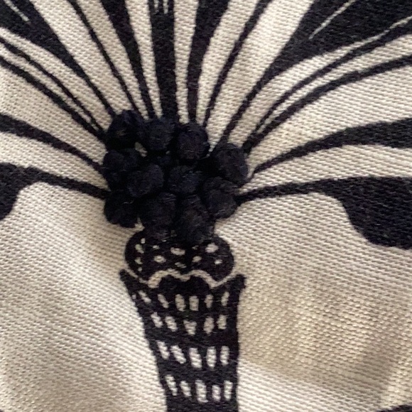 Scarlett Poppies Off White & Black Linen Blend Skirt  Embroidery Details - Picture 5 of 8